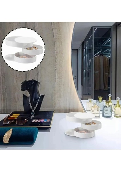 Döner Çok Katlı Takı Saklama Kutusu, 360° Döner Plastik Organizer fiyatları