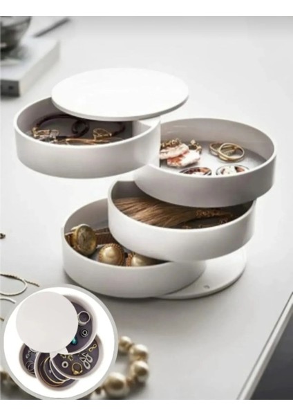 Döner Çok Katlı Takı Saklama Kutusu, 360° Döner Plastik Organizer fırsatları