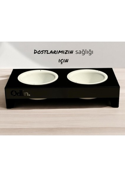 Çelik Mama Kabı, 2'li, 1 Litre, Kedi ve Köpek Için, Siyah Renk