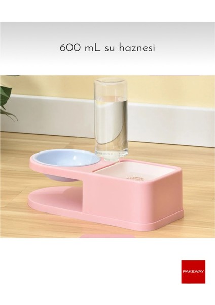 Kare ve Yuvarlak Mama ve Su Kabı, Şık ve Kullanışlı Pembe Tasarım