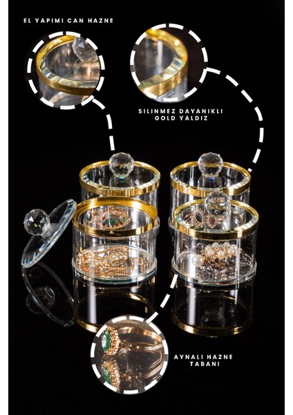 El Yapımı Cam Takı Kutusu, 4'lü Set, Şık ve Dekoratif Yüzük ve Takı Saklama. fiyatları