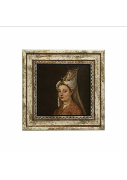 Hürrem Sultan Portre Çizim Baskılı Doğaltaş Tablo 25X25CM Çok Renkli fiyatları