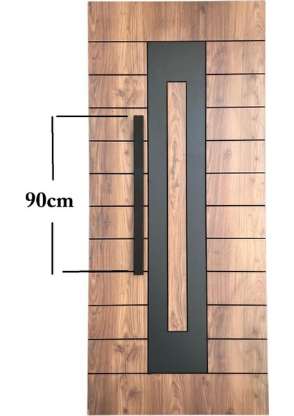 Siyah Dikdörtgen Çelik Kapı Kolu, 90CM, Dayanıklı ve Şık Tasarım