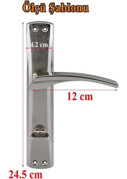 Lavanta Renkli Wc Banyo Kapı Kolu Nikel Inox, Aynalı, Sağa Sola Uygun, Kilitli, 1 Takım fiyatları