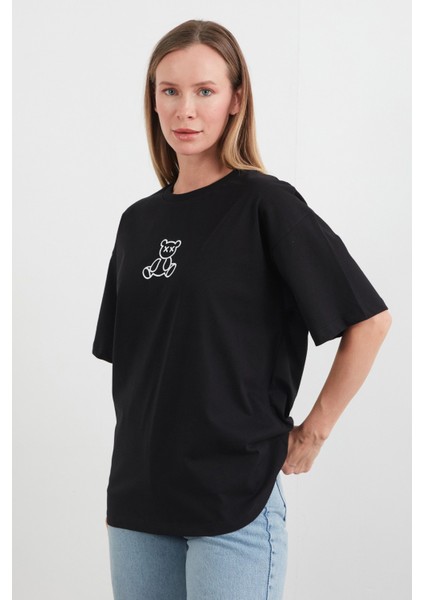 Ayıcık Baskılı Oversize Tişört modelleri