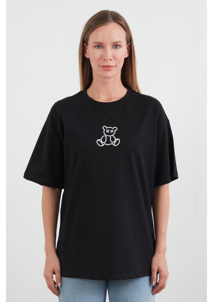 Ayıcık Baskılı Oversize Tişört