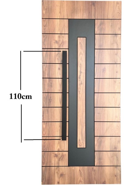 Siyah Dikdörtgen Çelik Kapı Çekme Kolu 110CM