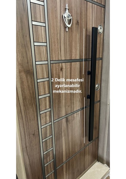 Siyah Dikdörtgen Çelik Kapı Çekme Kolu 110CM