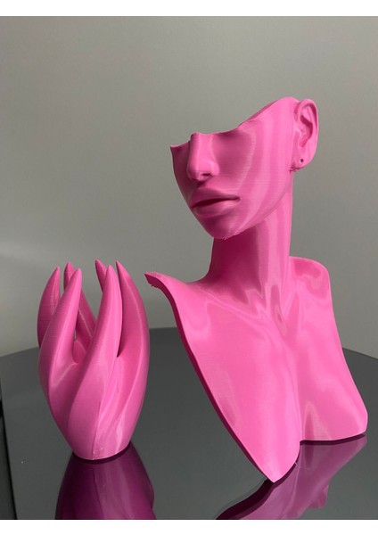 Pembe Renk Takı Mankeni ve El 2'li Set, 21 cm Takı Teşhir ve Organizer modelleri