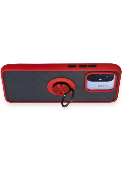 Newface Xiaomi Redmi 12C Kılıf Montreal Yüzüklü Silikon Kapak - Kırmızı modelleri