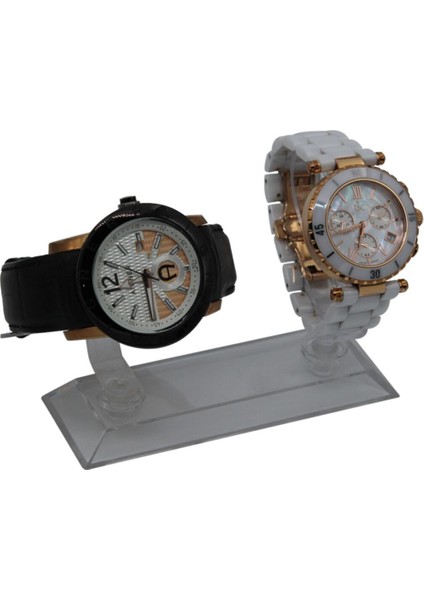 Beyaz 2'li Saat Standı Dama Modeli, Şık ve Kullanışlı Düzenleyici Set