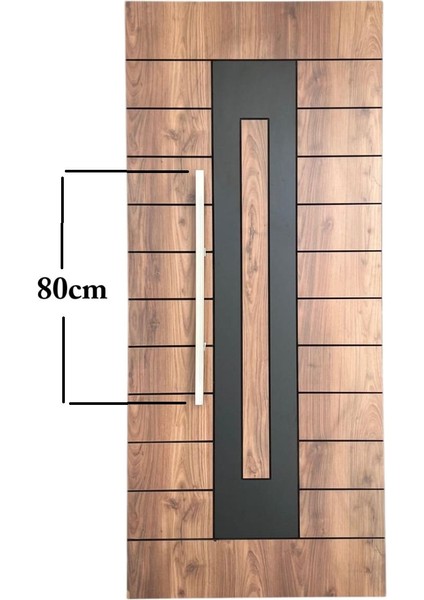 Saten Gümüş Gri Kare Çelik Kapı Çekme ve Tutma Kolu 80CM