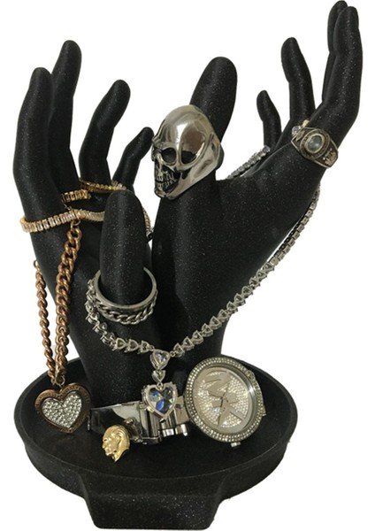 Altın ve Gümüş Simli Yüzük Tutucu Düzenleyici Stand, Şık ve Pratik Tasarım