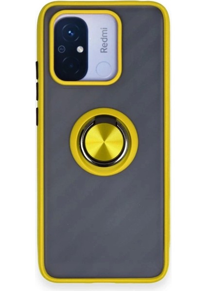 Newface Xiaomi Redmi 12C Kılıf Montreal Yüzüklü Silikon Kapak - Sarı