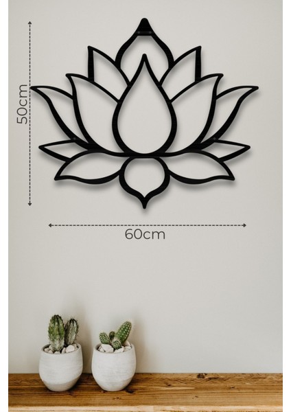 Şık Siyah Lotus Çiçeği Metal Tablo 60X50CM