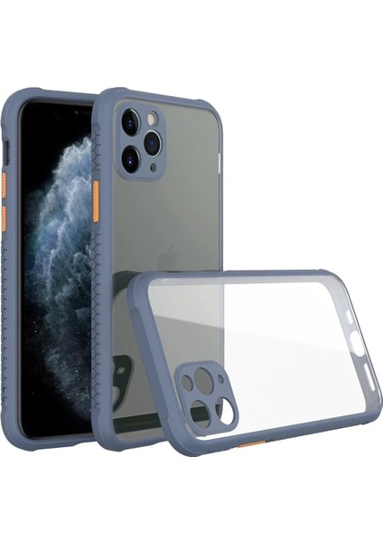 Newface iPhone 11 Pro Max Kılıf Miami Şeffaf Silikon - Gri