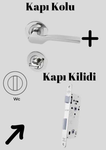 Nikel Kapı Kolu ve Kilit Takımı, Wc ve Banyo Kapıları Için, 2019 Tasarımı