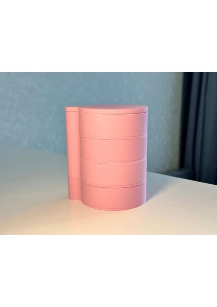 360° Dönebilen Çok Katlı Takı ve Mücevher Saklama Kutusu, Pembe fırsatları