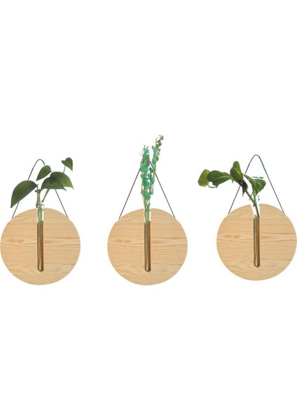 Renkli Cam ve Ahşap Vazo Seti, Duvar Çiçekliği ile Dekorasyon Havası fiyatları