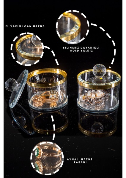 El Yapımı Şık Cam Takı Kutusu, Çift Set, Dekoratif ve Zarif Tasarım fiyatları