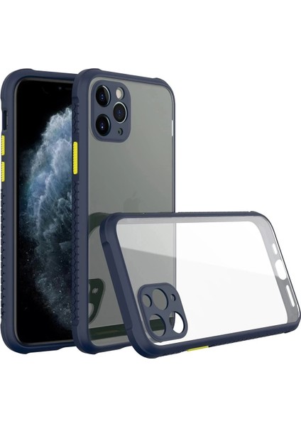 Newface iPhone 11 Pro Max Kılıf Miami Şeffaf Silikon - Lacivert