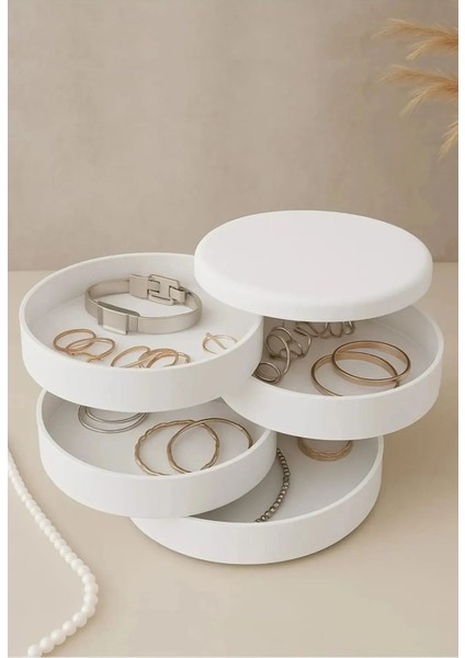 Beyaz Takı ve Mücevher Saklama Organizeri, Şık ve Fonksiyonel Depolama Çözümü