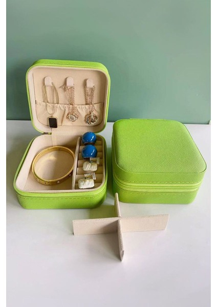 Yeşil Deri Takı Saklama Kutusu, Seyahat Için Şık ve Pratik Tasarım fiyatları