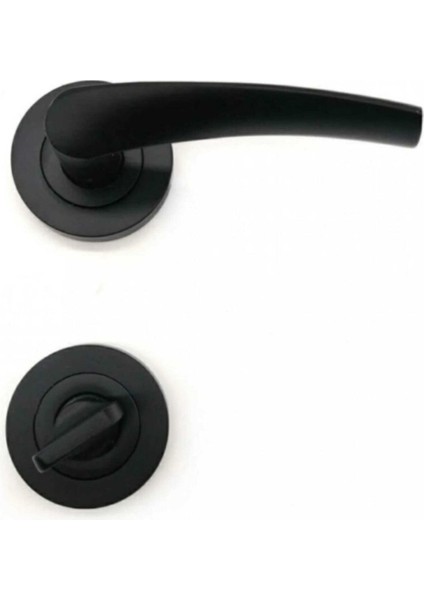 Mat Siyah Kapı Kolu Takımı, Şık ve Dayanıklı Banyo ve Wc Kullanımı Için