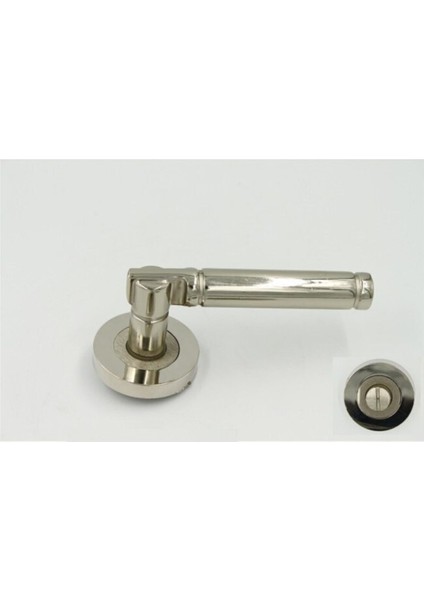 Nikel-Inox Wc Kapı Kolu, Rozetli, Dayanıklı ve Şık Tasarım