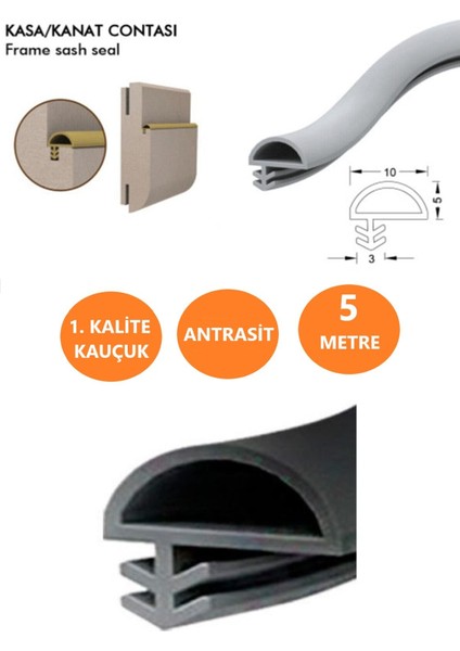 Antrasit Ahşap Kapı Kasa Fitili 5 Metre, Şık ve Dayanıklı Kapı Çözümü