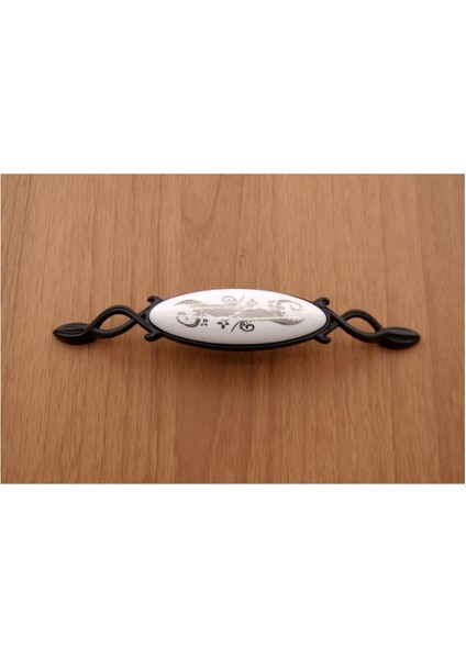 Şık Mat Siyah ve Krom Porselen Kulp 128 mm