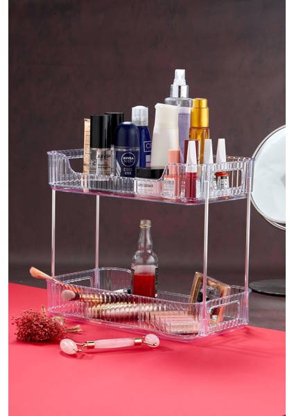 Iki Katlı Çok Amaçlı Düzenleyici, Banyo ve Kozmetik Organizatörü, Turuncu fiyatları