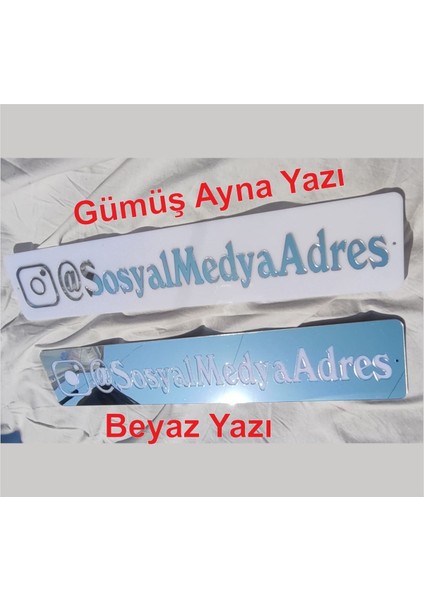 Beyaz Işıksız Sosyal Medya Adres Tabelası, Modern ve Şık Tasarım