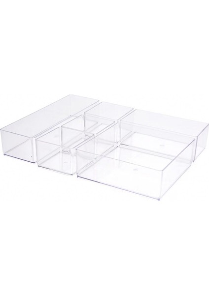 Beyaz 6'lı Makyaj ve Takı Organizer Kutu, Düzen Sağlayıcı Hobi Malzemesi Seti