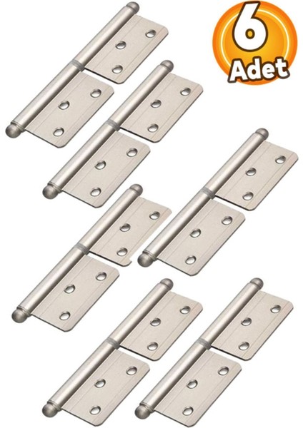 Yönsüz Kapı Menteşesi Saten 12 Cm, 6'lı Paket