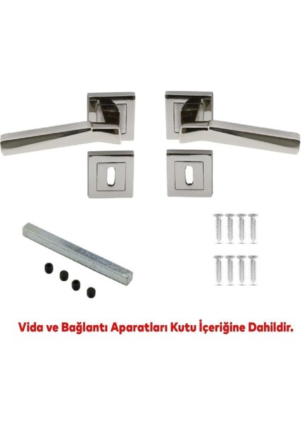 Modern Kare Kapı Kolu Seti Nikel Inox Sağ ve Sol Uyumlu 1 Takım modelleri