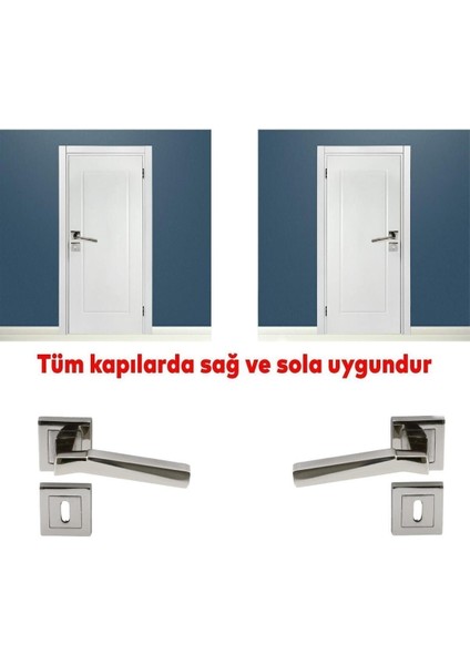Modern Kare Kapı Kolu Seti Nikel Inox Sağ ve Sol Uyumlu 1 Takım fırsatları