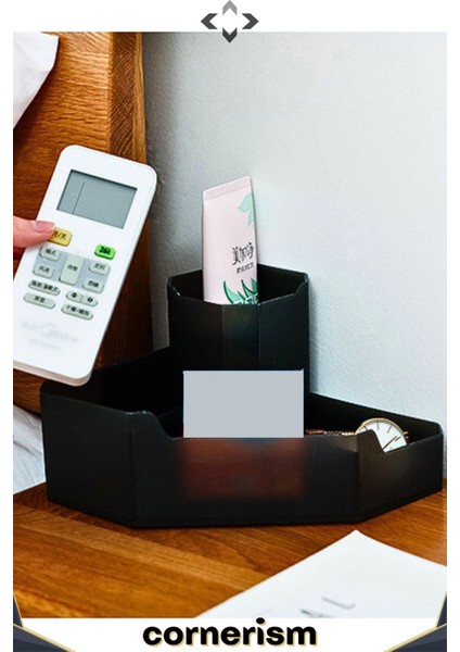 Çok Amaçlı 3 Bölmeli Köşe Organizeri, Makyaj ve Kalemlik Düzenleyici Siyah fiyatları