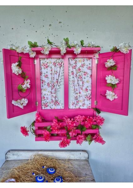 Pembe Ahşap Pencere ve Pano Seti, Balkon ve Bahçe Duvar Dekoru fiyatları