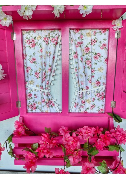 Pembe Ahşap Pencere ve Pano Seti, Balkon ve Bahçe Duvar Dekoru modelleri