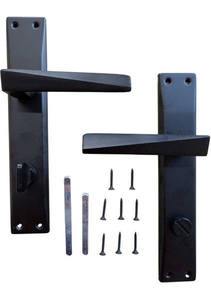 Piramit Siyah Kapı Kolu, Aynalı Wc-Banyo Sağ Yön, Şık ve Dayanıklı Tasarım