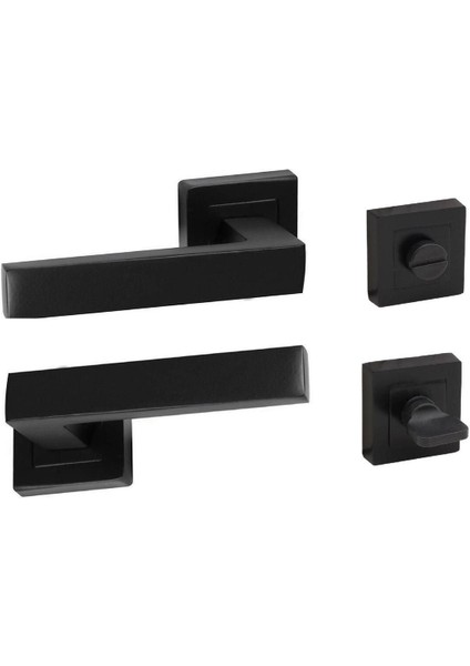Siyah Kare Kapı Kolu ve Wc Rozetli Takım, Şık ve Dayanıklı Tasarım modelleri
