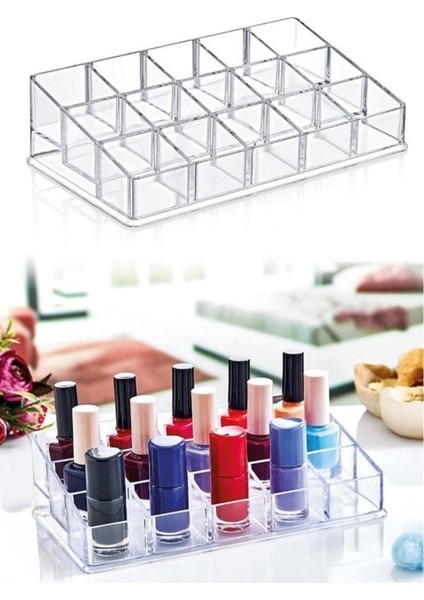 15 Gözlü Renkli Oje Düzenleyici, Pratik ve Şık Organizatör