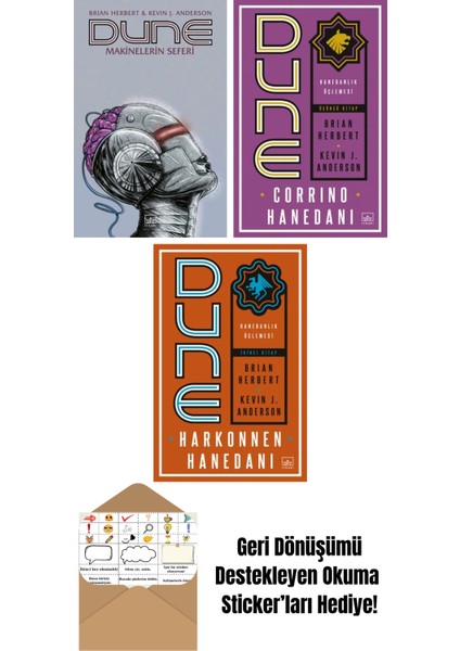 Dune: Makinelerin Seferi + Dune: Corrino Hanedanı – Hanedanlık Üçlemesi Üçüncü Kitap + Dune: Harkonnen Hanedanı – Hanedanlık Üçlemesi Ikinci Kitap