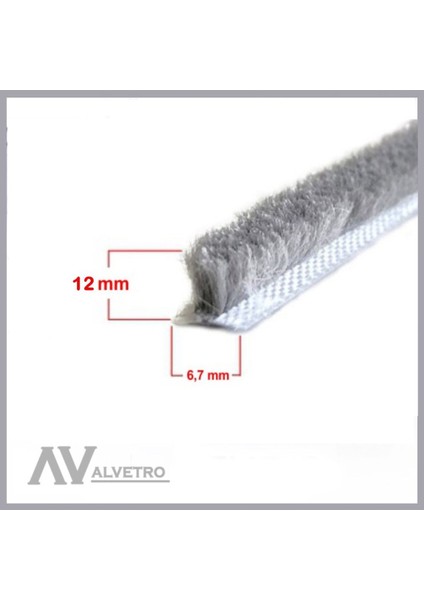 Sürgülü Kapı Kıl Fitili, 30M, 6.7 mm Taban Genişliği, 12 mm Kıl Yüksekliği