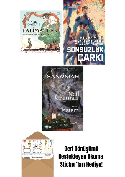 Talimatlar (Ciltli) + Sonsuzluk Çarkı – Ara Dünya 3 (Ciltli) + Sandman 10 – Matem