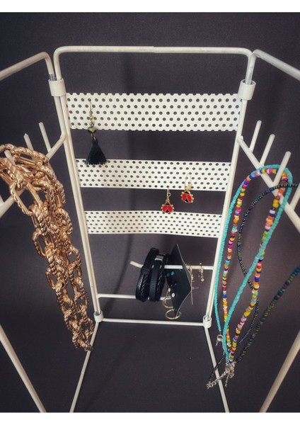 Beyaz Katlamalı Takı Düzenleyici, Şık ve Pratik Saklama Çözümü fırsatları