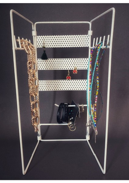 Beyaz Katlamalı Takı Düzenleyici, Şık ve Pratik Saklama Çözümü