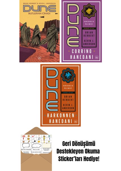 Dune: Butleryan Cihadı + Dune: Corrino Hanedanı – Hanedanlık Üçlemesi Üçüncü Kitap + Dune: Harkonnen Hanedanı – Hanedanlık Üçlemesi Ikinci Kitap