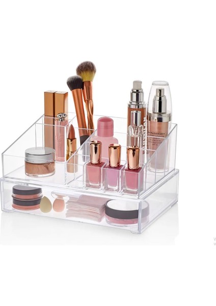 Turuncu Makyaj Düzenleyici, Çekmeceli, Fırça, Ruj, Oje Saklama Alanı